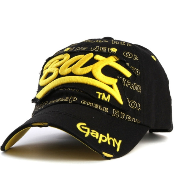 Embroidery Letter Pattern Adjustable Curved Eaves Baseball Cap, Head Circumference: 54-62cm(black yellow)