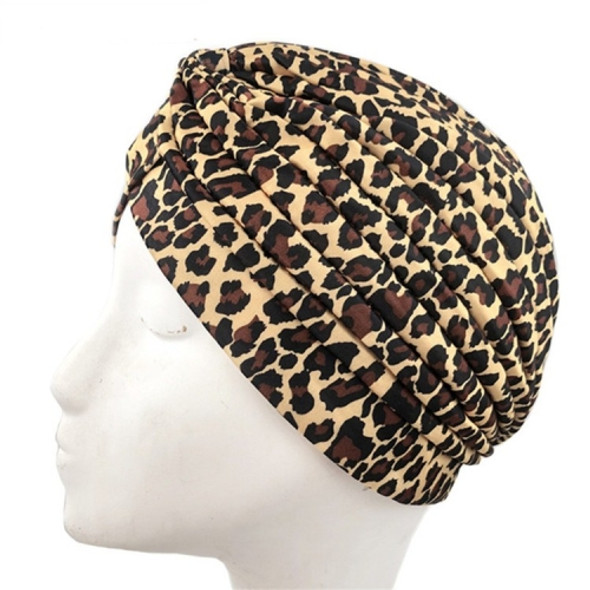 6 PCS Leopard Earmuffs Turban Hat Hedging Cap(Coffee)