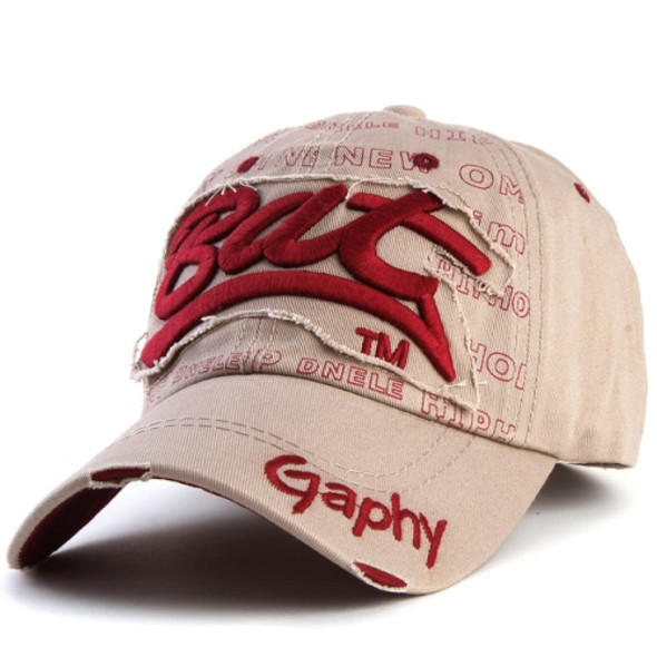 Embroidery Letter Pattern Adjustable Curved Eaves Baseball Cap, Head Circumference: 54-62cm(khaki red)