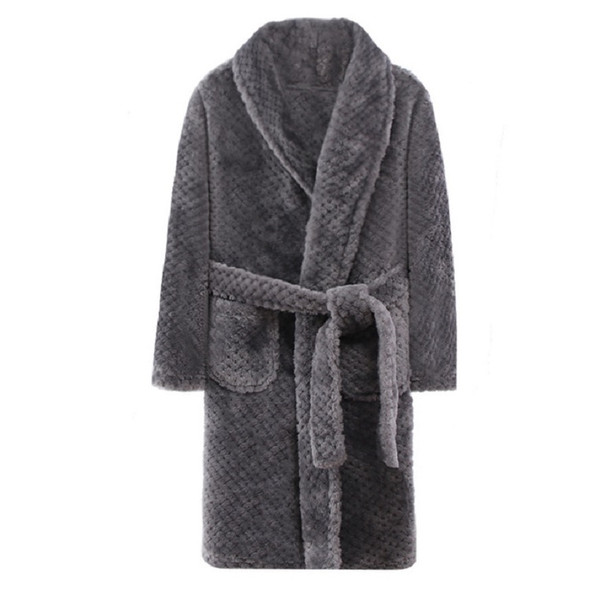 Winter Flannel Bathrobe Parent Child Bathrobes Home Clothes, Height:130cm(Grey)