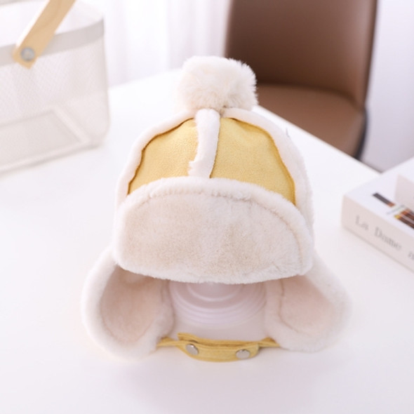 MZ9967 Children Hat Autumn and Winter Thickening Plus Velvet Warm and Windproof Flight Cap Ear Protection Cap, Size: One Size(Yellow)