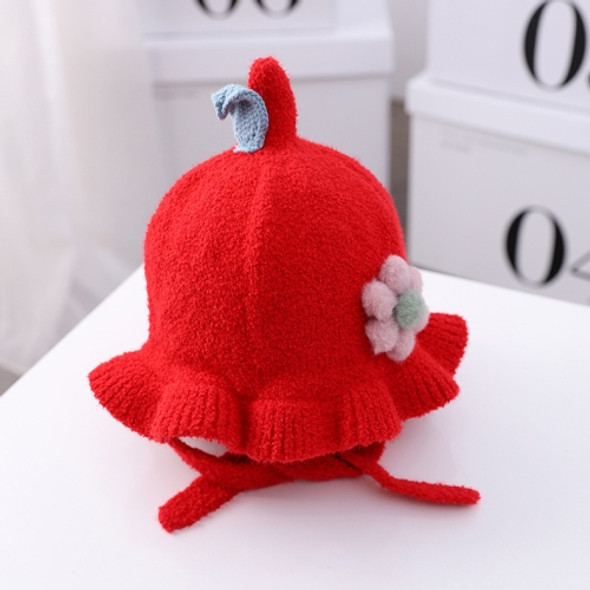 MZ9945 Little Flower Skirt Princess Hat Baby Knitted Hat Autumn And Winter Girls Warm Woolen Hat, Size: Free Size(Red)