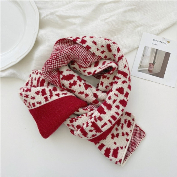 Autumn and Winter Warm All-Match Leopard Texture Color Matching Children Knitted Scarf, Size:122 x 20cm(Date Red)