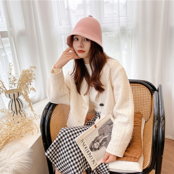 All-Match Autumn and Winter Button Chenille Fisherman Hat Basin Hat, Size: M (56-58cm)(Pink)