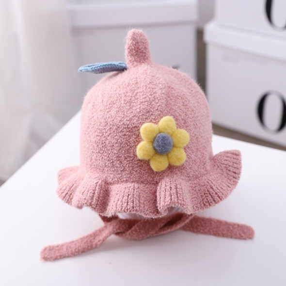 MZ9945 Little Flower Skirt Princess Hat Baby Knitted Hat Autumn And Winter Girls Warm Woolen Hat, Size: Free Size(Skin Powder)