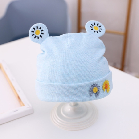 MZ9688 Daisy Embroidery Pattern Baby Skullcap Autumn Newborn Cap, Size: About 17cm (with Cotton)(Light Blue)