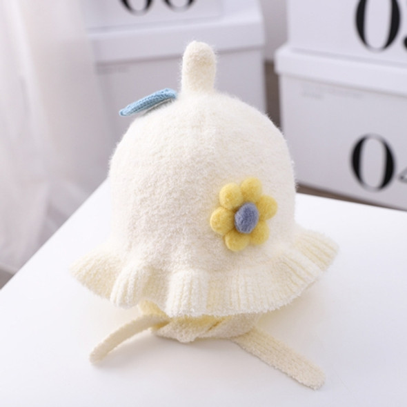 MZ9945 Little Flower Skirt Princess Hat Baby Knitted Hat Autumn And Winter Girls Warm Woolen Hat, Size: Free Size(Beige)