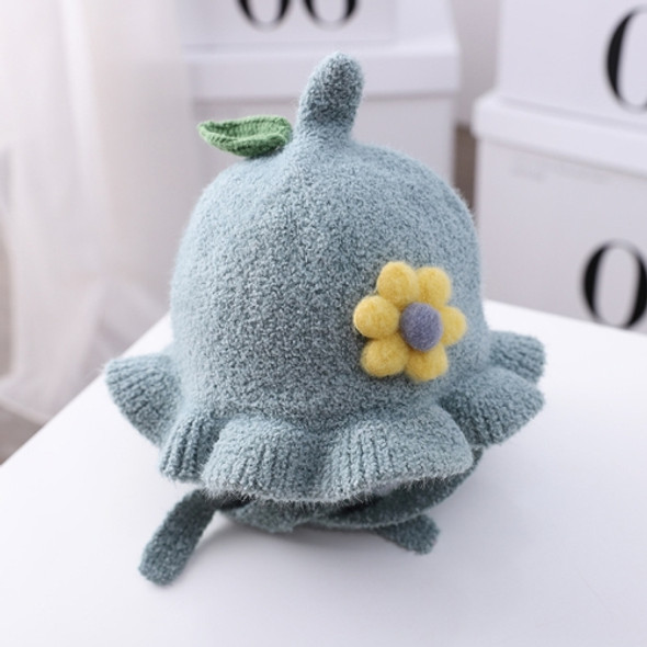 MZ9945 Little Flower Skirt Princess Hat Baby Knitted Hat Autumn And Winter Girls Warm Woolen Hat, Size: Free Size(Teal)