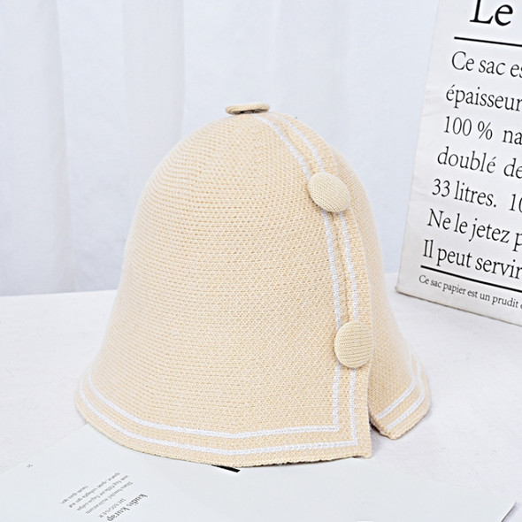 All-Match Autumn and Winter Button Chenille Fisherman Hat Basin Hat, Size: M (56-58cm)(Beige)