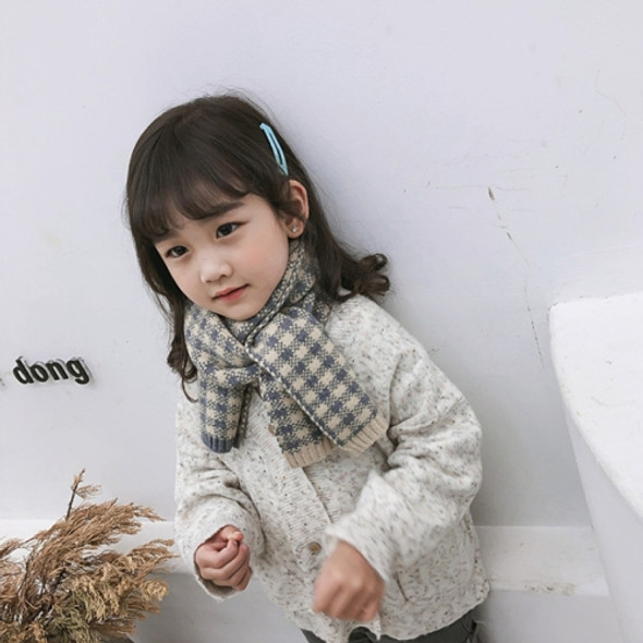 Winter Children Jacquard Chequer Warm Wool Scarf, Size:110 x 17cm(Gray)