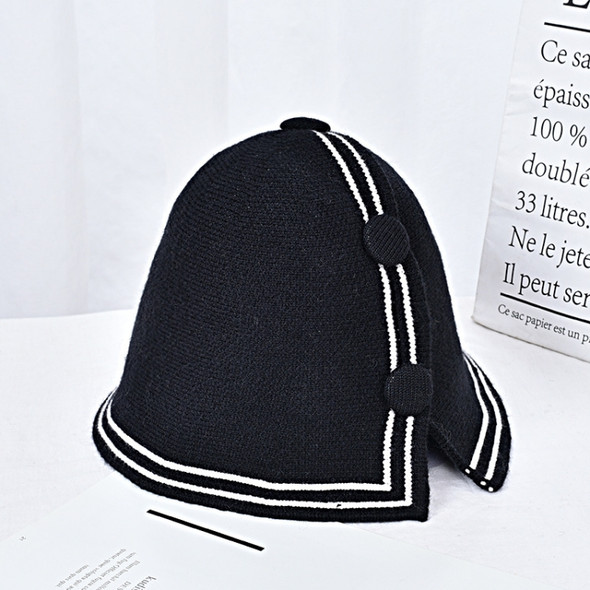 All-Match Autumn and Winter Button Chenille Fisherman Hat Basin Hat, Size: M (56-58cm)(Black)