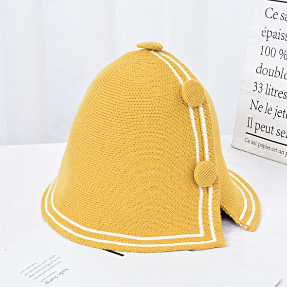 All-Match Autumn and Winter Button Chenille Fisherman Hat Basin Hat, Size: M (56-58cm)(Yellow)