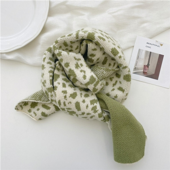 Autumn and Winter Warm All-Match Leopard Texture Color Matching Children Knitted Scarf, Size:122 x 20cm(Green)