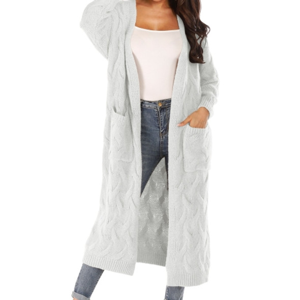 Irregular Large Pocket Long Coat (Color:White Size:XXL)