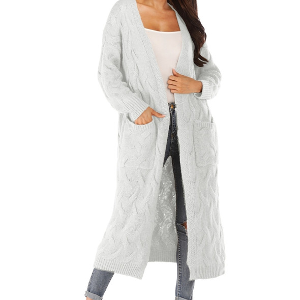 Irregular Large Pocket Long Coat (Color:White Size:XXL)