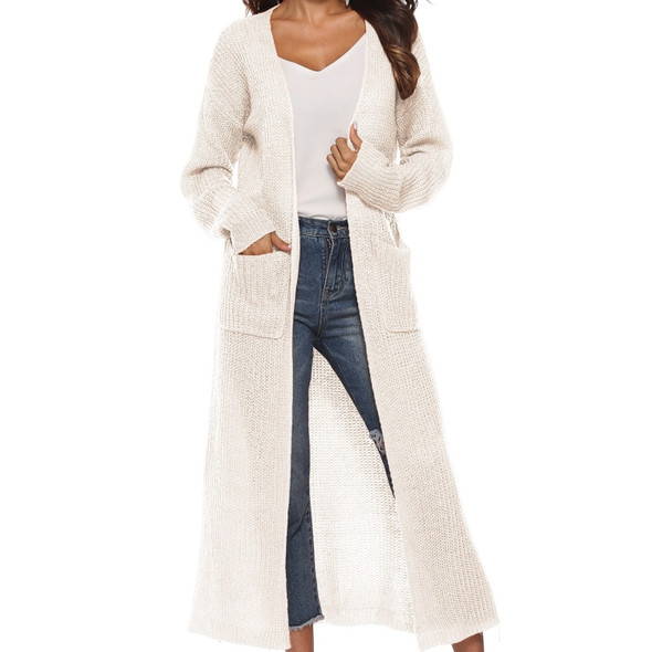 Irregular Thick Long Coat (Color:White Size:L)