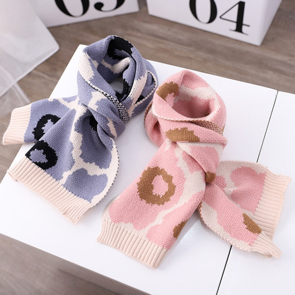 WJ8654 Leopard Texture Children Scarf Autumn And Winter Wild Knitted Warmth Scarf, Length (CM): 120cm(Gray Blue)