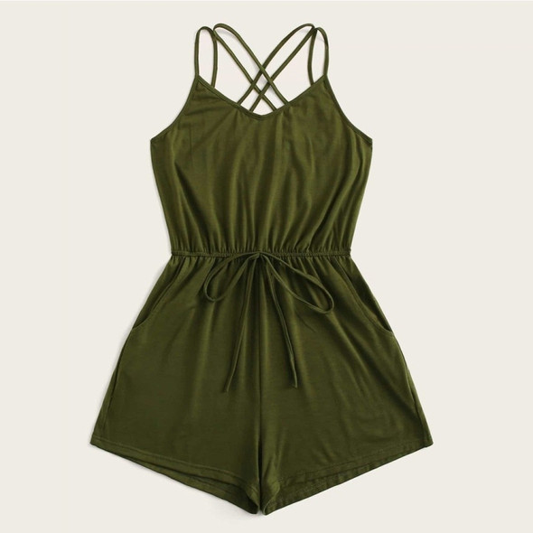 Women Neck Sexy Jumpsuit (Color:Army Green Size:M)