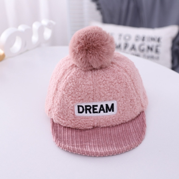 MZ9900 Letter Pattern Children Corduroy Baseball Cap Autumn and Winter Children Hat, Size: 48cm(Pink)