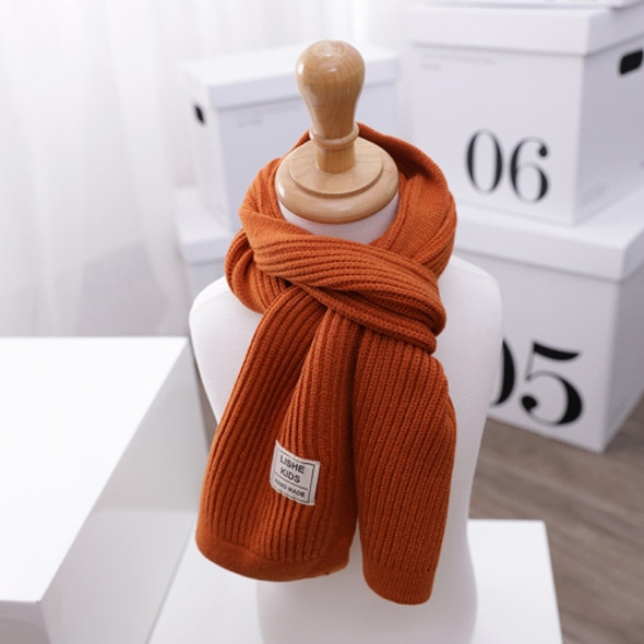 WJ8657 Solid Color Children Scarf Winter Knitted Scarf Warm Wool Baby Scarf, Length (CM): 125cm(Dark Yellow)