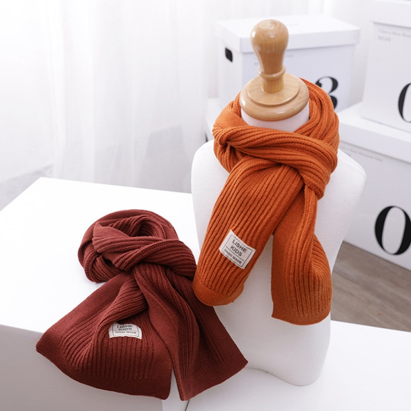 WJ8657 Solid Color Children Scarf Winter Knitted Scarf Warm Wool Baby Scarf, Length (CM): 125cm(Dark Yellow)