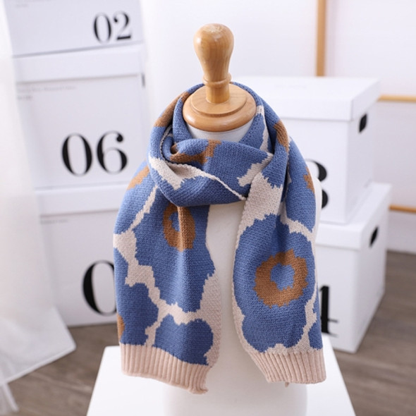 WJ8654 Leopard Texture Children Scarf Autumn And Winter Wild Knitted Warmth Scarf, Length (CM): 120cm(Sky Blue)