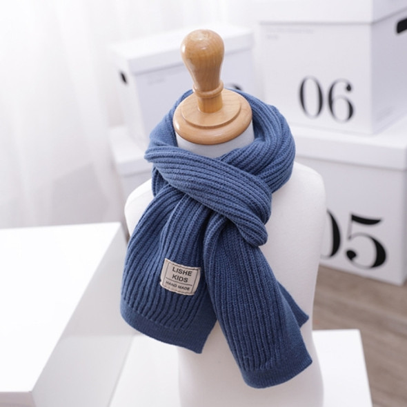 WJ8657 Solid Color Children Scarf Winter Knitted Scarf Warm Wool Baby Scarf, Length (CM): 125cm(Blue)