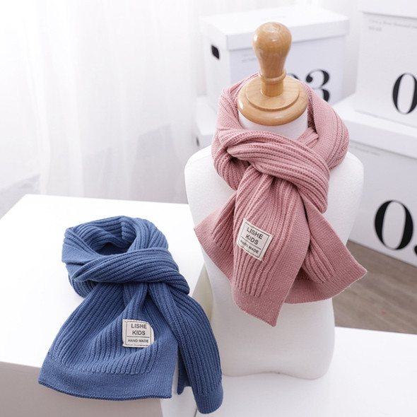 WJ8657 Solid Color Children Scarf Winter Knitted Scarf Warm Wool Baby Scarf, Length (CM): 125cm(Blue)