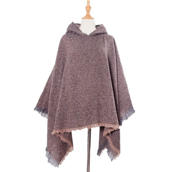 Spring Autumn Winter Checkered Pattern Hooded Cloak Shawl Scarf, Length (CM): 135cm(DP3-05 Brown)