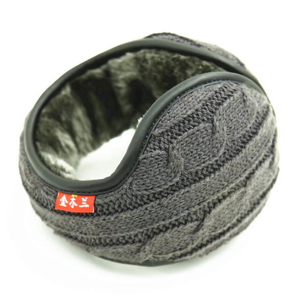Winter Warm Wool Ear Bag Back-Wearing Foldable Plush Earmuffs, Size:Free Size(Grey Twist Yarn)