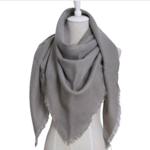 Spring Winter Knit Warm Solid Color Imitation Cashmere Triangle Scarf Shawl(Grey)