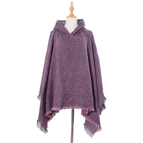 Spring Autumn Winter Checkered Pattern Hooded Cloak Shawl Scarf, Length (CM): 135cm(DP3-08 Purple)