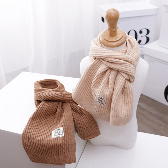 WJ8657 Solid Color Children Scarf Winter Knitted Scarf Warm Wool Baby Scarf, Length (CM): 125cm(Light Brown)