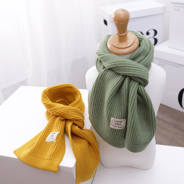 WJ8657 Solid Color Children Scarf Winter Knitted Scarf Warm Wool Baby Scarf, Length (CM): 125cm(Yellow)
