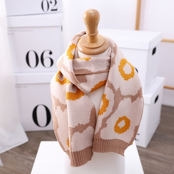 WJ8654 Leopard Texture Children Scarf Autumn And Winter Wild Knitted Warmth Scarf, Length (CM): 120cm(Beige)