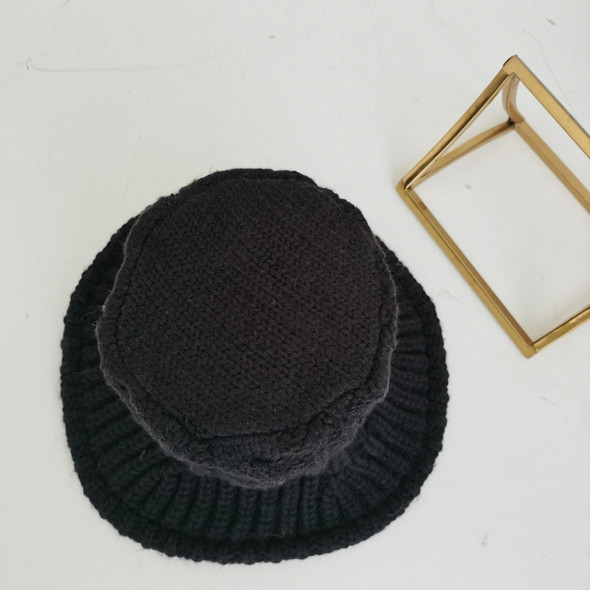Autumn and Winter Knitted Woolen Hat All-Match Warm Fisherman Hat Twist Bucket Hat, Size: M (56-58cm)(Black)
