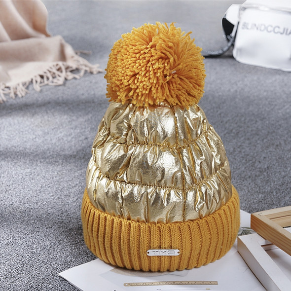 MZ152 Autumn and Winter Cute Wool Ball Knitted Hat Women Plus Velvet Warm Ear Protection Wool Hat, Size: One Size(Yellow)