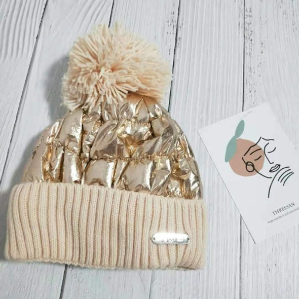 MZ152 Autumn and Winter Cute Wool Ball Knitted Hat Women Plus Velvet Warm Ear Protection Wool Hat, Size: One Size(Beige)