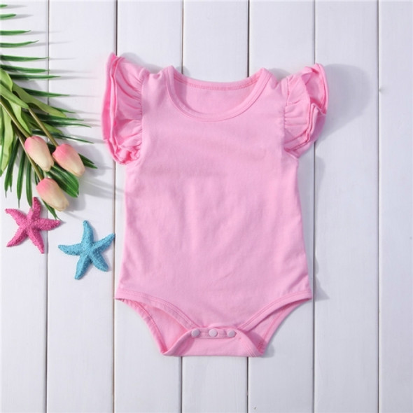 Summer Baby Cotton Ruffled Short-sleeved Round Neck Triangle Romper, Size:90cm(Pink)