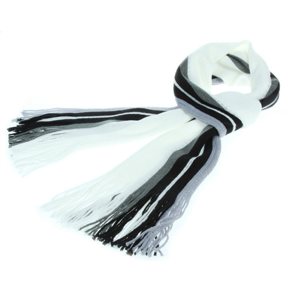 Fashion Wild Warm Wide Striped Scarf Tassel Wool Scarf for Men, Size:180 x 24cm(White)