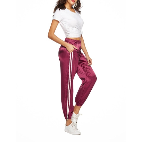 Satin Smooth Sports And Leisure Harem Pants Feet Was Thin Beam (Color:Wine Red Size:M)