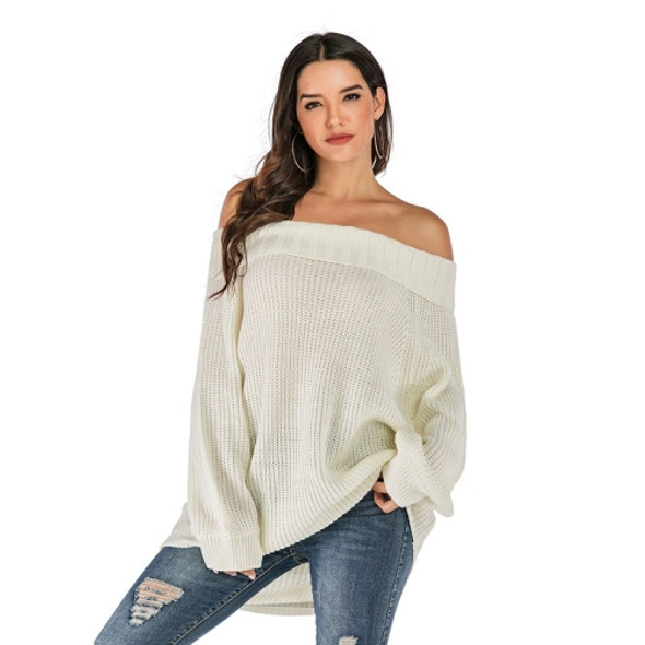 Long Sleeve Women Sweater (Color:White Size:L)