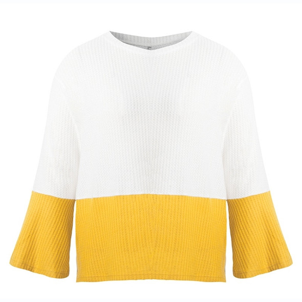 Long-sleeved Stitching Bottoming Sweater (Color:Yellow Size:XXL)