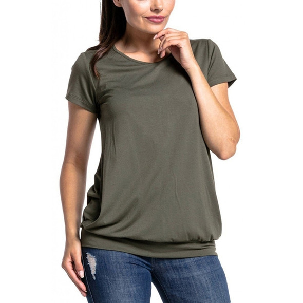 Round Neck Short Sleeve Maternity T-Shirt (Color:Army Green Size:XL)