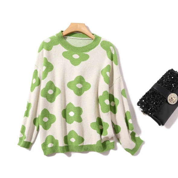 Pullover Sweet Loose Top Sweater(Color:Green Size:One Size)