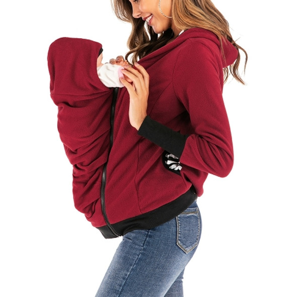 Plus Velvet Thick Round Neck Autumn Winter Maternity Women Breastfeeding (Color:Red Size:XXL)