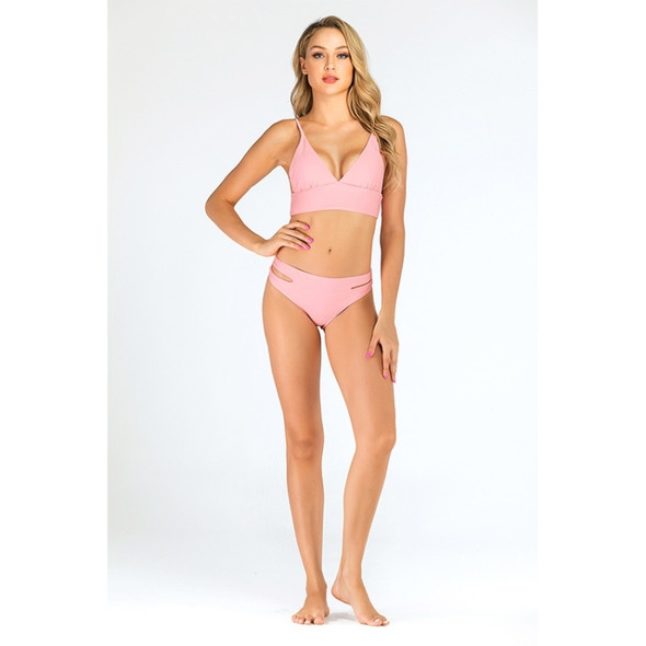 Sexy Multicolor Split Bikini Swimsuit (Color:Pink Size:S)