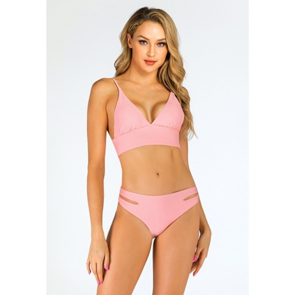 Sexy Multicolor Split Bikini Swimsuit (Color:Pink Size:S)