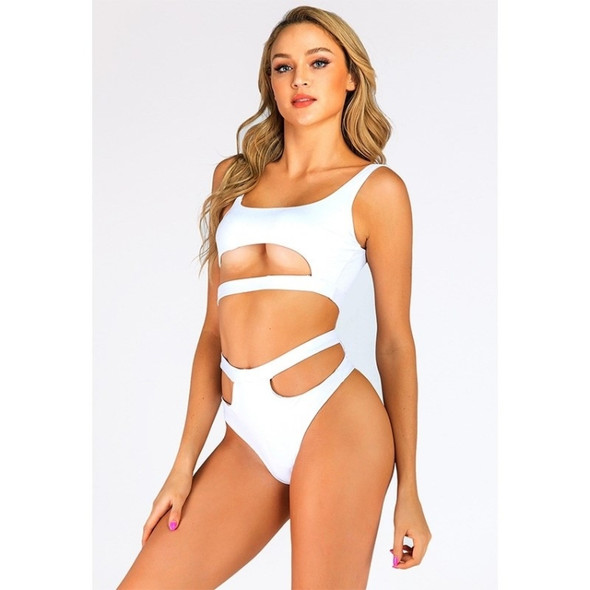 Sexy Cut-out Split Bikini Swimsuit (Color:White Size:XL)