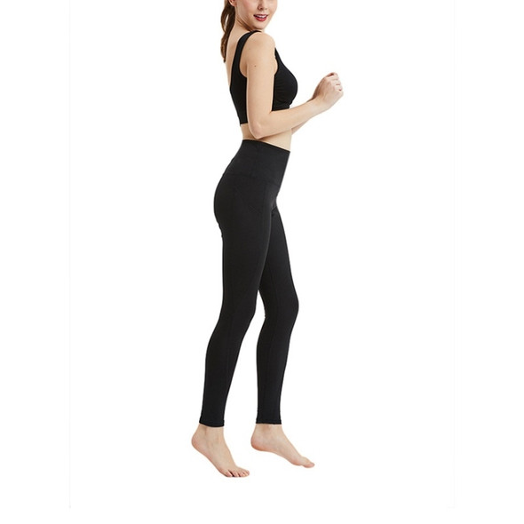 Nine Sports And Fitness Bottoming Pocket Stretch Yoga Pants (Color:Black Size:M)